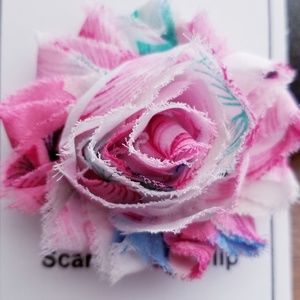 Shabby Rose Flower Scarf Clip or Hair Clip pink